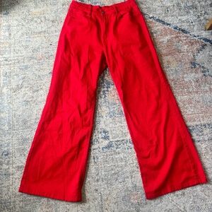 Vibrant Red Wide-Leg Pants